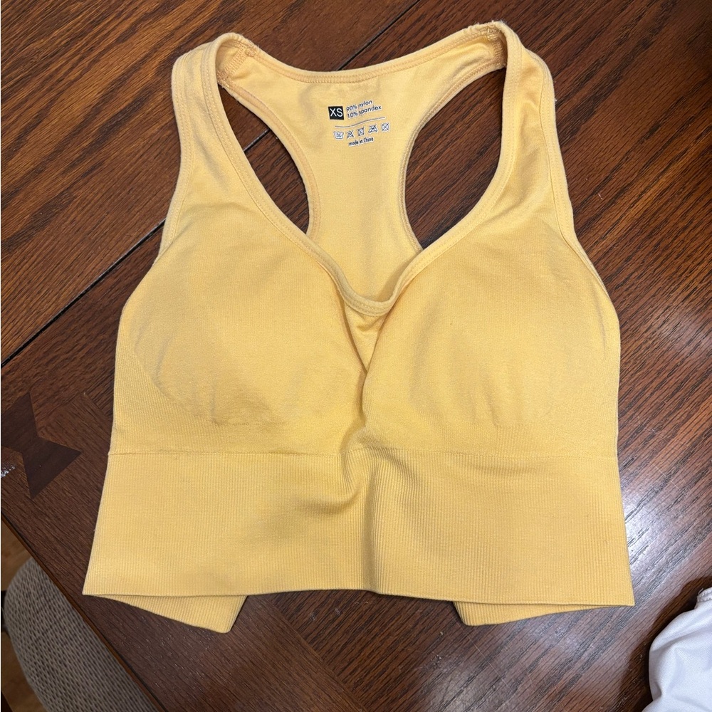 Yellow Women's Sports Bra/Crop Top